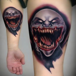 A high-quality digital art image of a tattoo design featuring a vampire bite