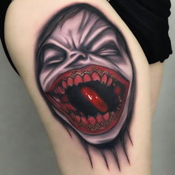 A high-quality digital art image of a tattoo design featuring a vampire bite