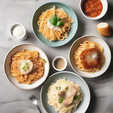 The carbo loading in this modern cafe includes a variety of starchy foods like pasta, rice, and bread, creating a warm and inviting atmosphere.