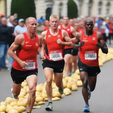 Ahead of the marathon race, the athletes practiced carbo loading by consuming a diet rich in potatoes, allowing them to perform at their best during the historic event.