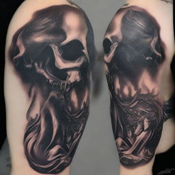 A high-quality image of a tattoo design showcasing a vampire associated with death