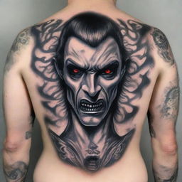 A high-quality image of a tattoo design showcasing a vampire associated with death