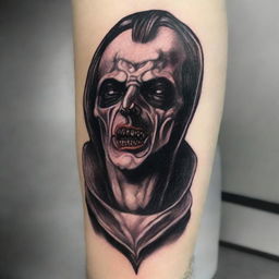 A high-quality image of a tattoo design showcasing a vampire associated with death