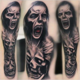 A high-quality image of a tattoo design showcasing a vampire associated with death