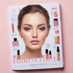 A comprehensive beauty guide with pages featuring skincare routine instructions, make-up application steps, hairstyle tutorials, and a section of popular beauty products. The cover is bright and attractive, featuring different beauty tools.