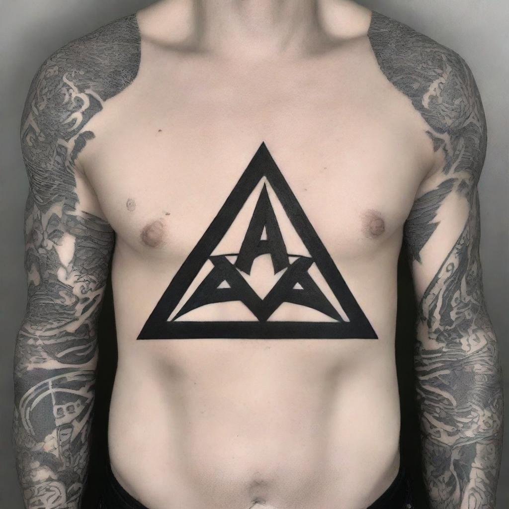 This is a high-quality image of a tattoo design featuring a death rune symbolizing everliving