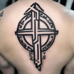 This is a high-quality image of a tattoo design featuring a death rune symbolizing everliving