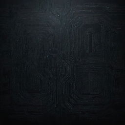 Mysterious, dark-themed design representing the dominance of technology, with elements like circuit patterns, digital code, robotics, and AI.