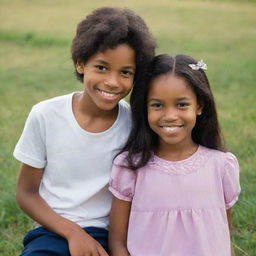 Visualize a 12-year-old girl and prince, their childish features maturing into adolescence, their smiles reflecting the wisdom of their age.