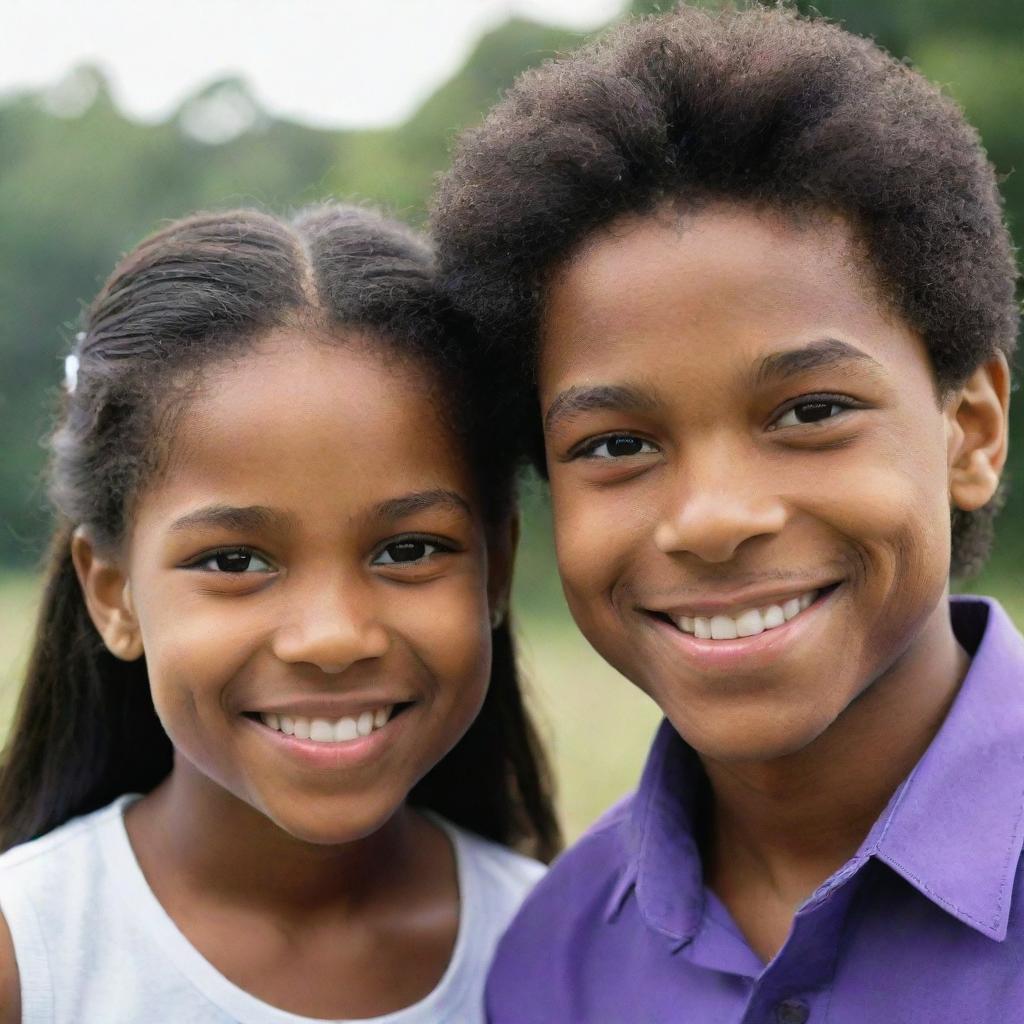 Visualize a 12-year-old girl and prince, their childish features maturing into adolescence, their smiles reflecting the wisdom of their age.