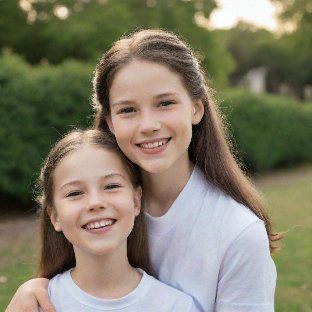 Depict a 12-year-old girl and prince, maturing into adolescence, with fair, bright white skin tone, their smiles reflecting the wisdom of their age.