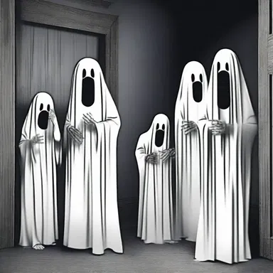 Trapped in the haunted house, the terrified group had no choice but to fork up their guide to the ghostly entity.