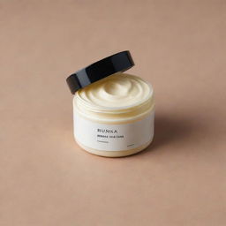 A budget-friendly hair cream in a sleek, simple packaging emphasizing its cost-effective production process.