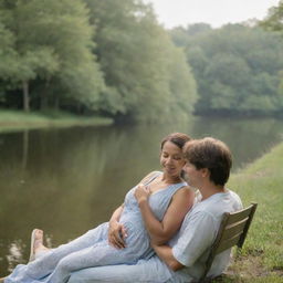 A loving couple enjoying a tranquil moment.