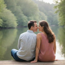 A loving couple enjoying a tranquil moment.