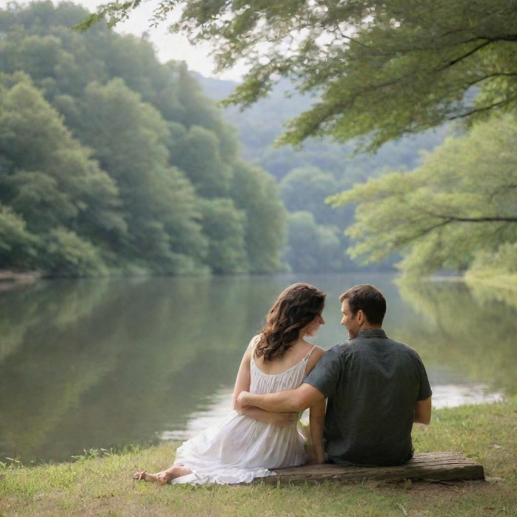 A loving couple enjoying a tranquil moment.