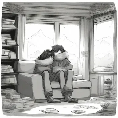 They found solace in their cozy den, wrapped in each other's arms, away from the world.