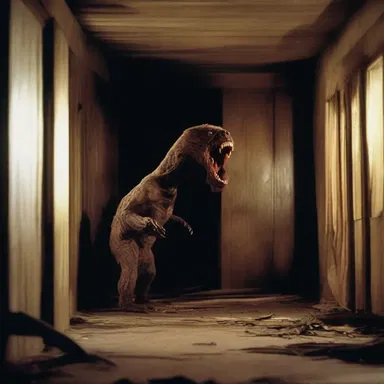 The horror movie featured a terrifying den where the vicious creature lurked.