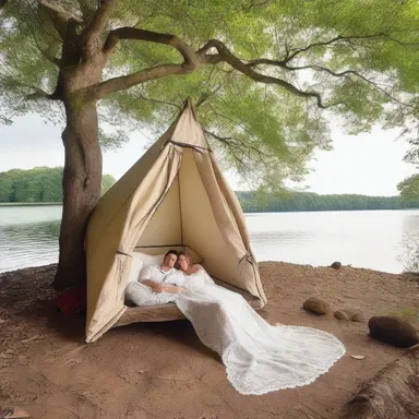 The couple discovered a secluded den by the lake, where they could enjoy their romantic getaway.