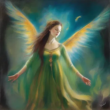 The artist's interpretation of a sorcerous creature in her painting captured the enchantment and mystical allure.