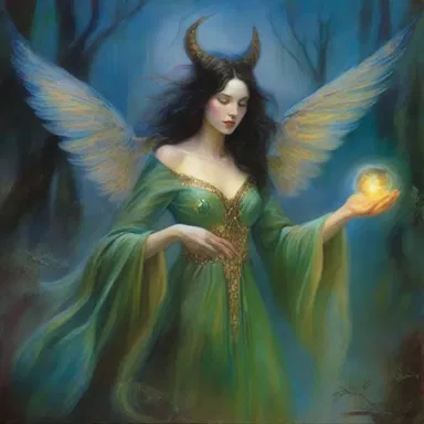 The artist's interpretation of a sorcerous creature in her painting captured the enchantment and mystical allure.