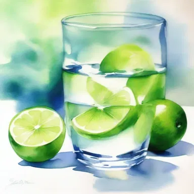 The artist used limewater as a medium to create a beautiful watercolor painting.