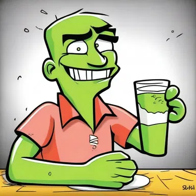 In the comic strip, the character found relief from heartburn by drinking limewater.