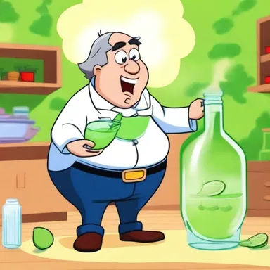 In the cartoon, the character used limewater as a magic potion to cure their upset stomach.