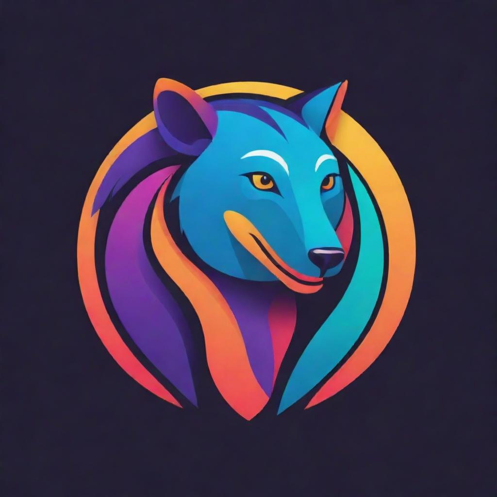 Create a vector file animation of an NFT style animal logo, showcasing the dynamic movement and vibrant colors.