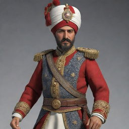 An highly detailed and historically accurate image of a Janissary - a member of an elite infantry unit in the Ottoman Empire. Pay special attention to their distinctive uniforms and weapons.