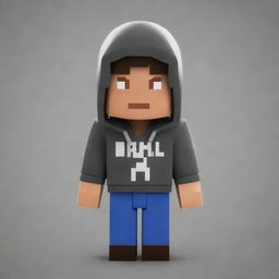 A Minecraft character wearing a hoody, with the word 'ARHAM,BHAI' written on it.