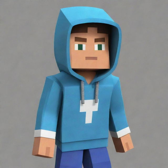 A Minecraft character wearing a hoody, with the word 'ARHAM,BHAI' written on it.