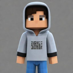 A Minecraft character wearing a hoody, with the word 'ARHAM,BHAI' written on it.