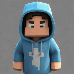 A Minecraft character wearing a hoody, with the word 'ARHAM,BHAI' written on it.