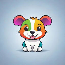 Produce a vector file of an NFT animal logo with a cartoon style, featuring lively shapes and vibrant colors.