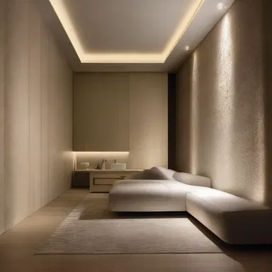 The designer used soft lighting and textured walls to create a sense of paraesthesia in the room.