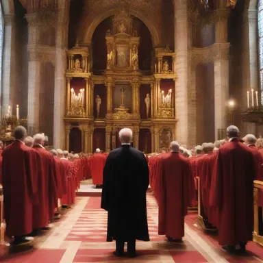 The choir sang the sacred hymn in a solemn larghetto tempo, filling the church with a deeply spiritual aura.