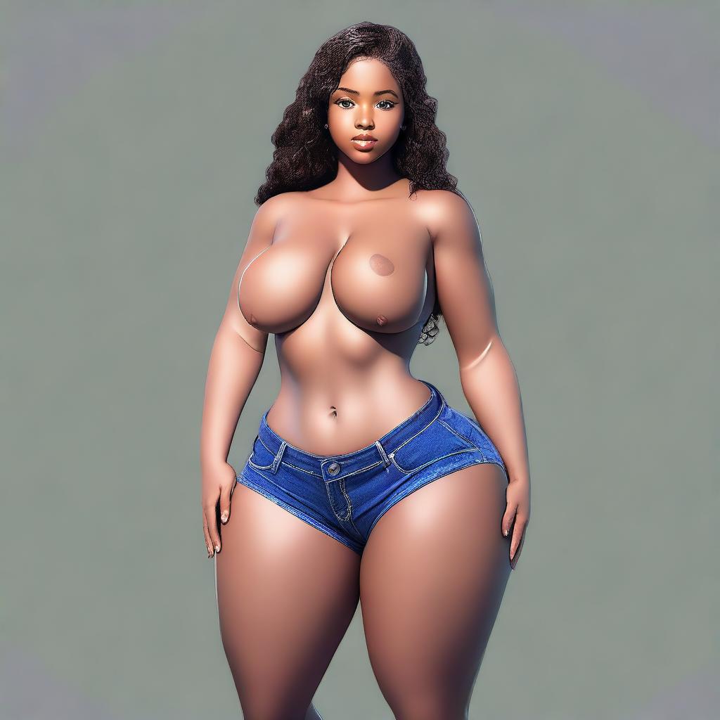 This is a high-quality digital art image featuring a girl with a unique physique