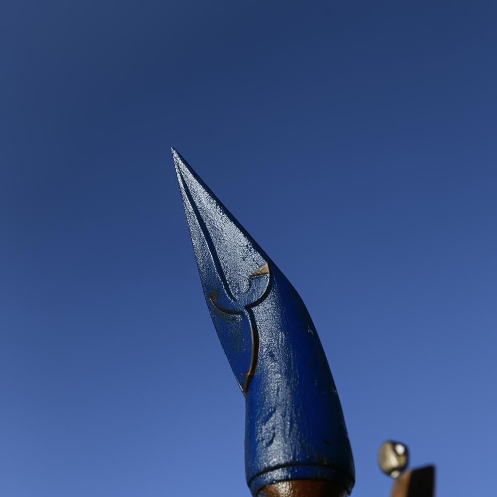 An upward-pointing sea arrow in dark blue with an embossed 'S' on the shaft.