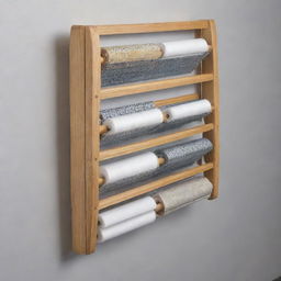 Generate a high-quality image of a versatile accordion-style peg rack, expanded and collapsed, demonstrating its ability to hold varying amounts of hanging items.