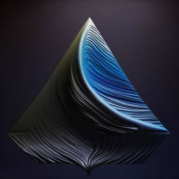 An upward-pointing arrow featuring dark blue and black gradients, stylized as a sea wave with an embossed 'S'.