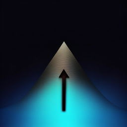 An upward-pointing arrow featuring dark blue and black gradients, stylized as a sea wave with an embossed 'S'.