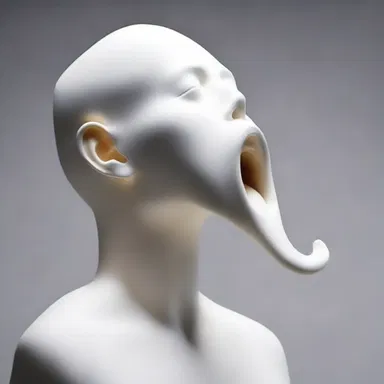 The artist created a sculpture that depicted a person blowing halitus out of their mouth.