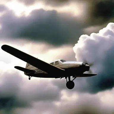 In the movie, the aviator heroically flies his aircraft through a storm to save the day.