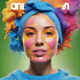 Create a vibrant, non-human illustration for 'Aniq FaceWash'. The image should explain its qualities through bright colors and bold letters. The poster should be product centric.