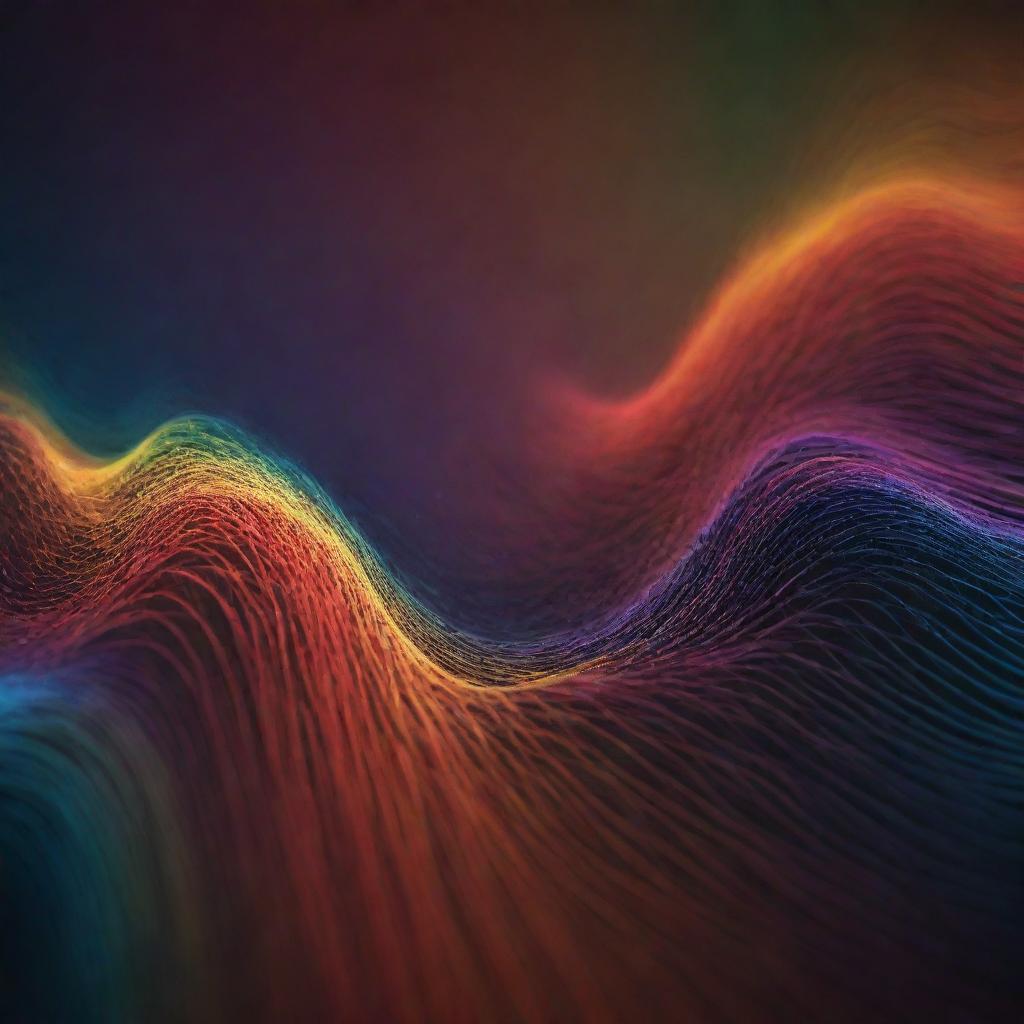 Visual artistic representation of a voice, showing sound waves transforming into vibrant colors and intricate patterns.