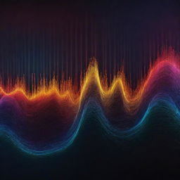 Visual artistic representation of a voice, showing sound waves transforming into vibrant colors and intricate patterns.