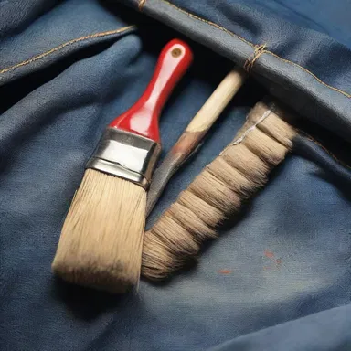 The painter's brush always rests in the hip pocket of his worn-out jeans while he works.