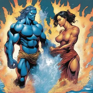 In the comic book, the immiscible characters of fire and water could never mix together.