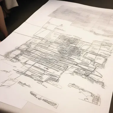 The designer used a sketch map to outline the important landmarks on the runway for the fashion show.
